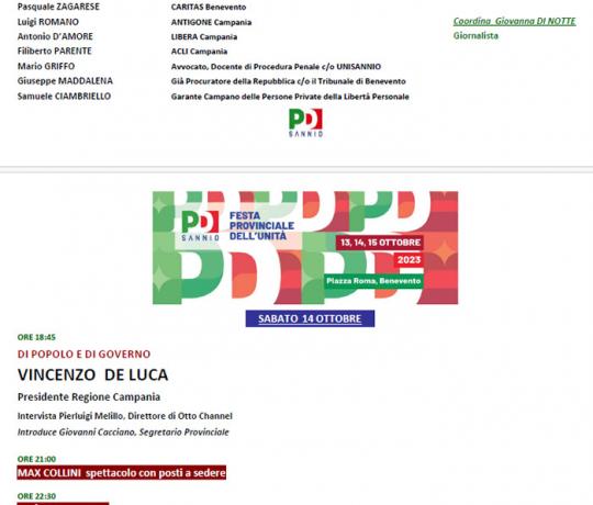 PROGRAMMA FESTA UNITA